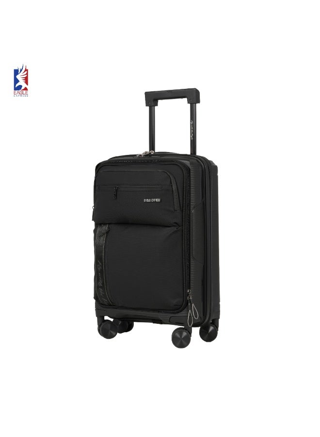 ايجل اكسبريس طقم حقائب سفر إيجل إكسبريس كروزر إيليت بهيكل هجين من البولي بروبيلين والنايلون، ترولي، مقاسات 20 و24 و28 بوصة، 3 قطع، أسود - Image 1